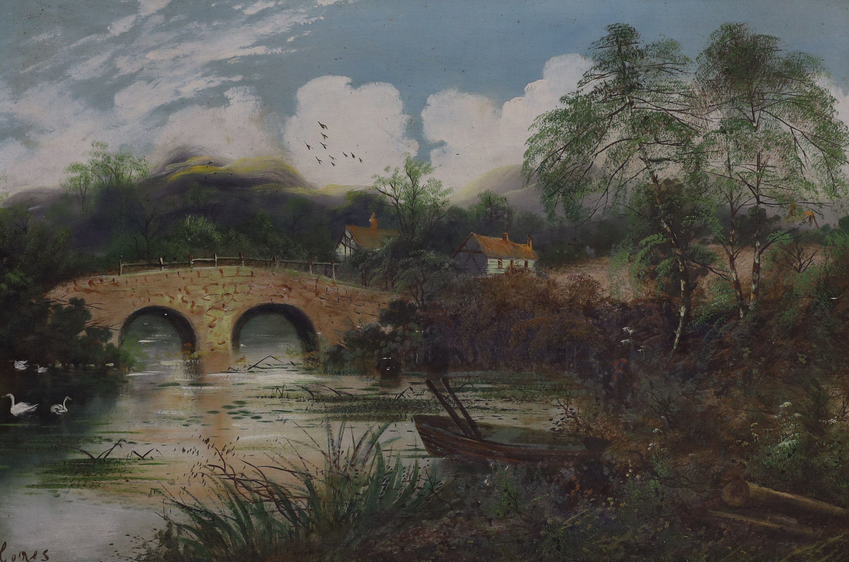 English School c.1900, pair of oils on canvas, River landscapes, 50 x 75cm